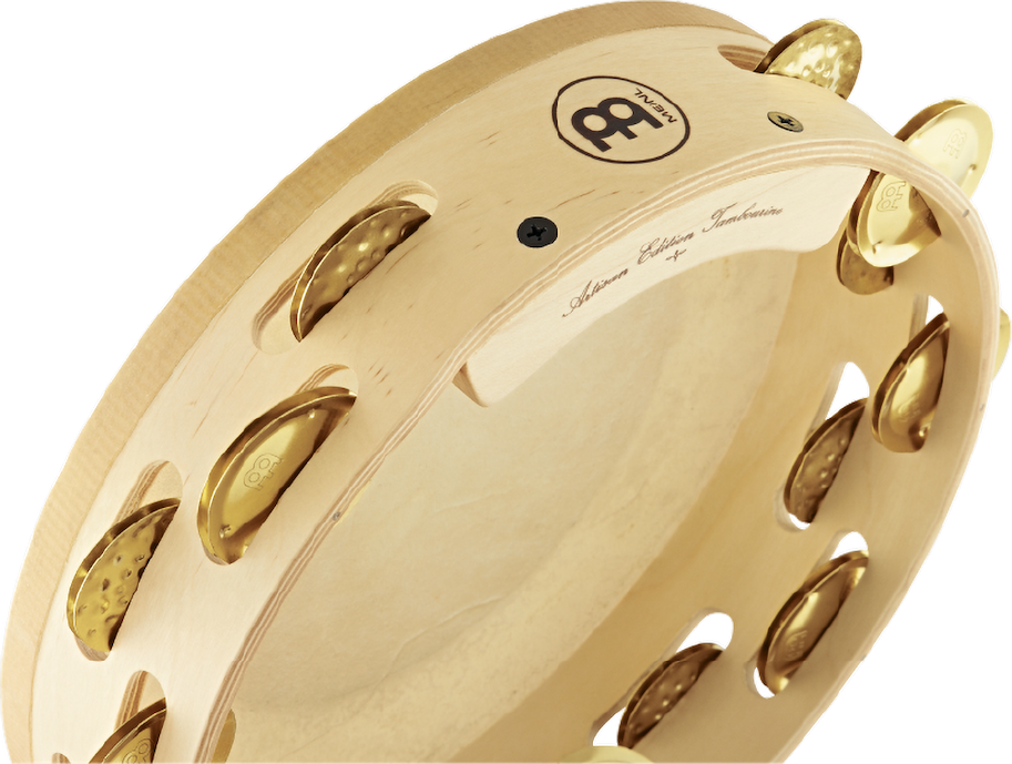 Headed Artisan Tambourine 2 Rows - Solid Brass