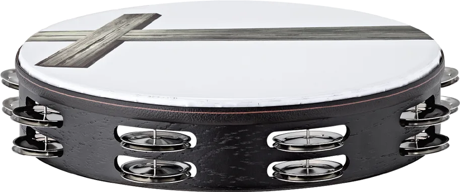 Church Tambourine - 1 Row Steel - Religious Cross