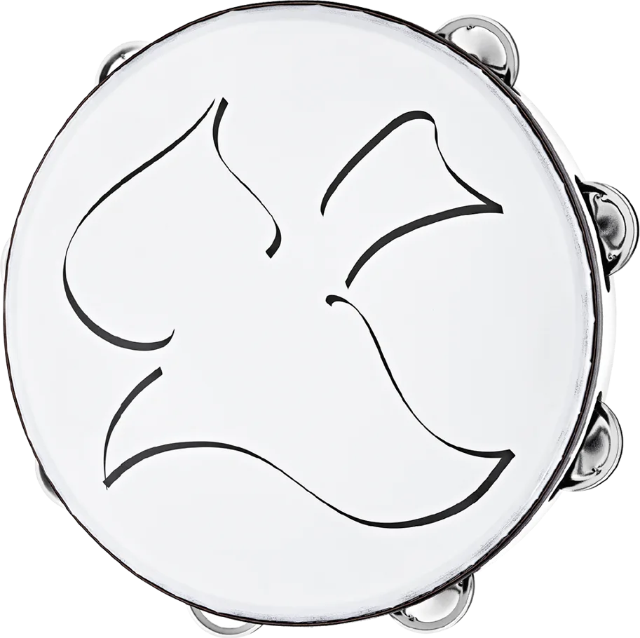 Church Tambourine - 2 Row Steel - Religious Cross