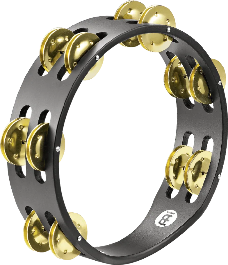 Compact Tambourine - 2 Rows - Brass Jingles - Black