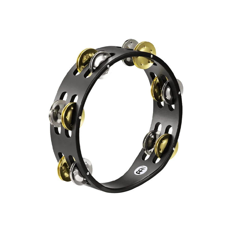 Compact Tambourine - 2 Rows - Mixed Jingles - Black
