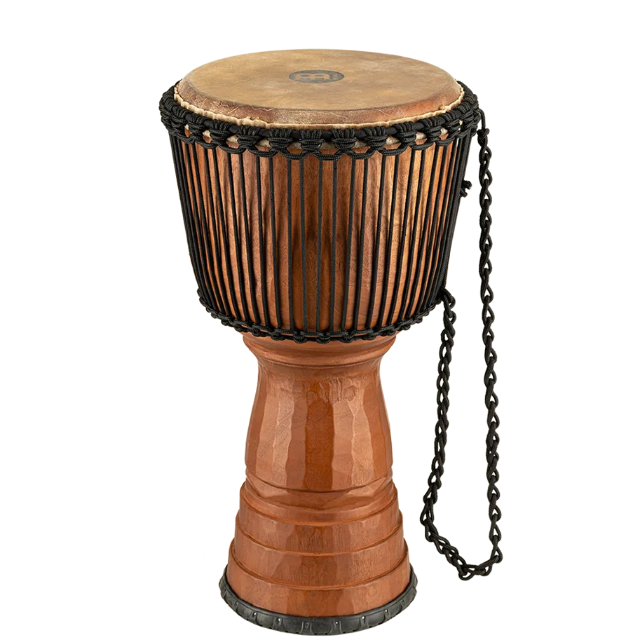 12" Tongo Carved Djembe - Brown