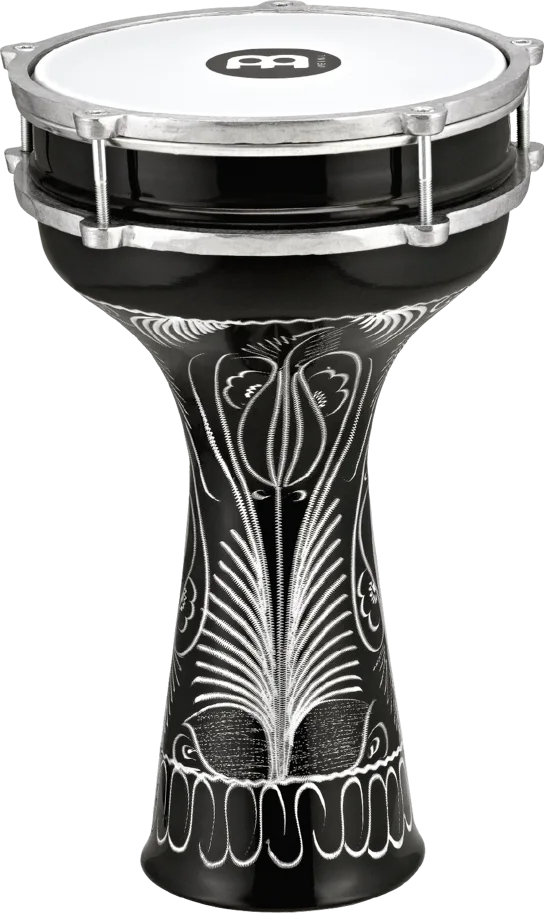 8" Darbuka - Aluminum - Hand-Engraved - Black