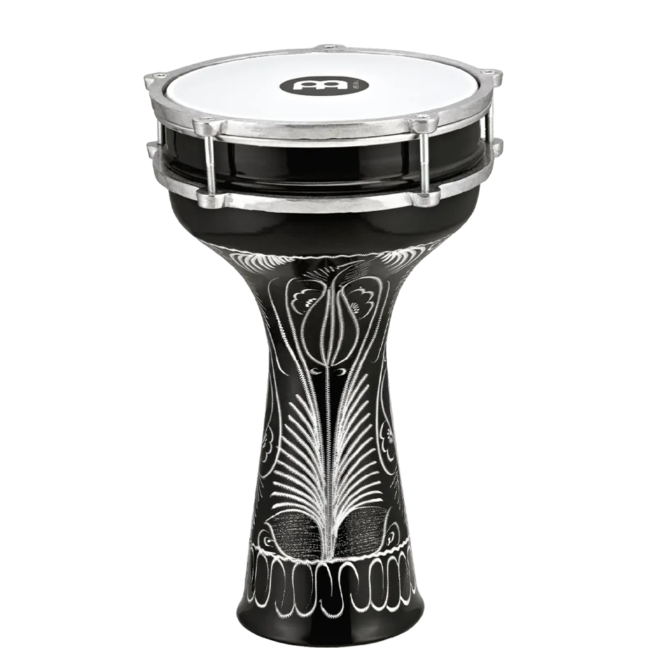 8" Darbuka - Aluminum - Hand-Engraved - Black