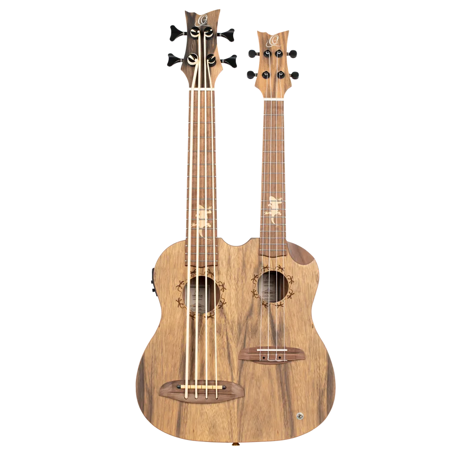 Double Neck Ukulele Bass - 4 String - Tenor - Acoustic-Electric