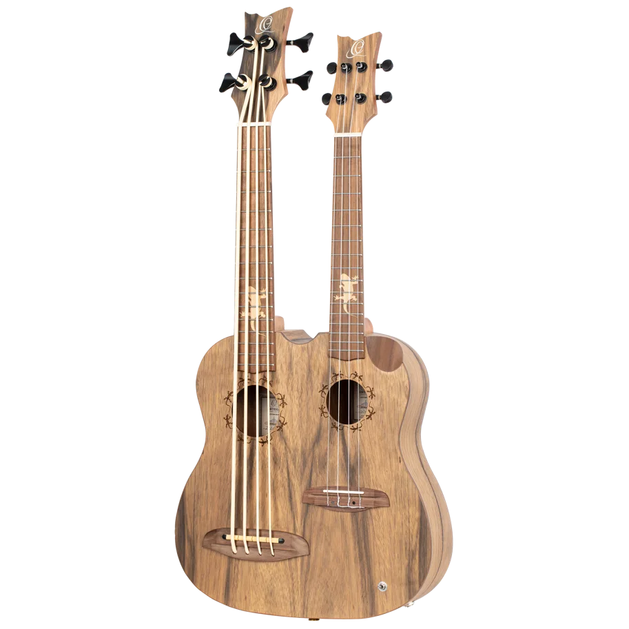 Double Neck Ukulele Bass - 4 String - Tenor - Acoustic-Electric