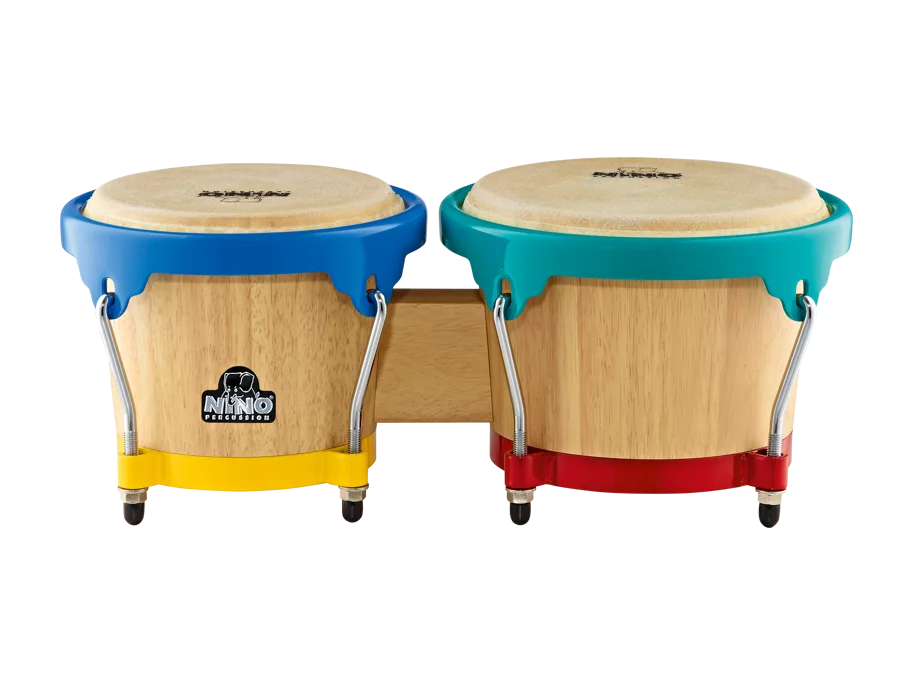 NINO® Percussion Wood Bongo, 6 1/2" & 7 1/2", Natural Shell / Harlekin Hardware