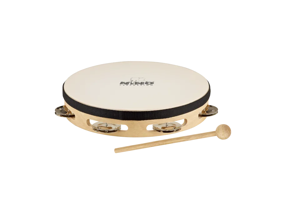 NINO® Percussion Headed Wood Tambourines, 8", 1 Row