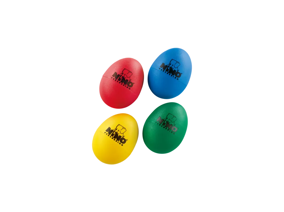 NINO® Percussion Egg Shaker Assortment, 4 Pcs. 1 Blue, 1 Green, 1 Red, 1 Yellow, Set of 4 Psc.