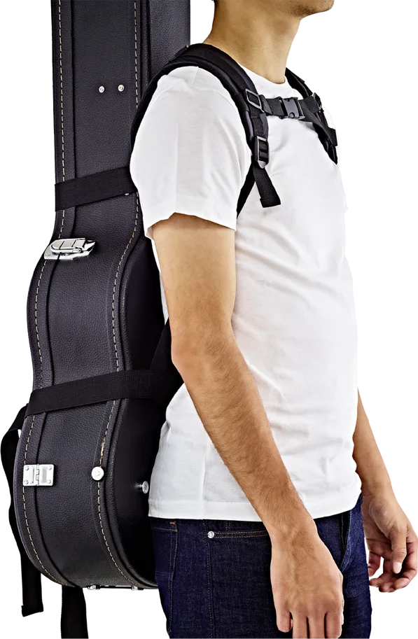 Ortega Dreadnought Case & Backpack Strap Bundle Black