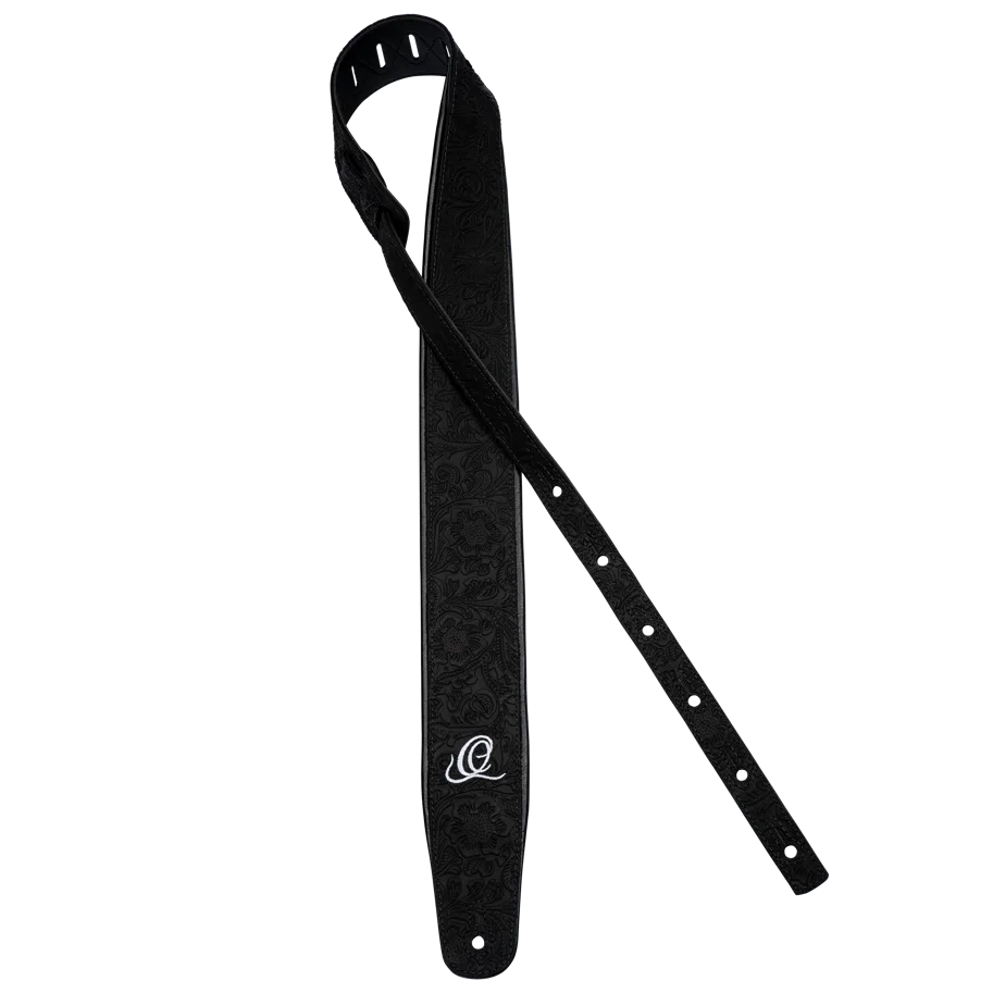 Guitar Genuine Leather Strap - Byzantine Black