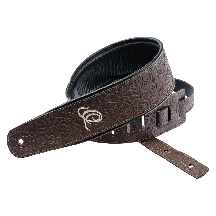 Guitar Genuine Leather Strap - Byzantine Cocoa
