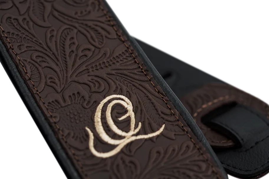 Guitar Genuine Leather Strap - Byzantine Cocoa