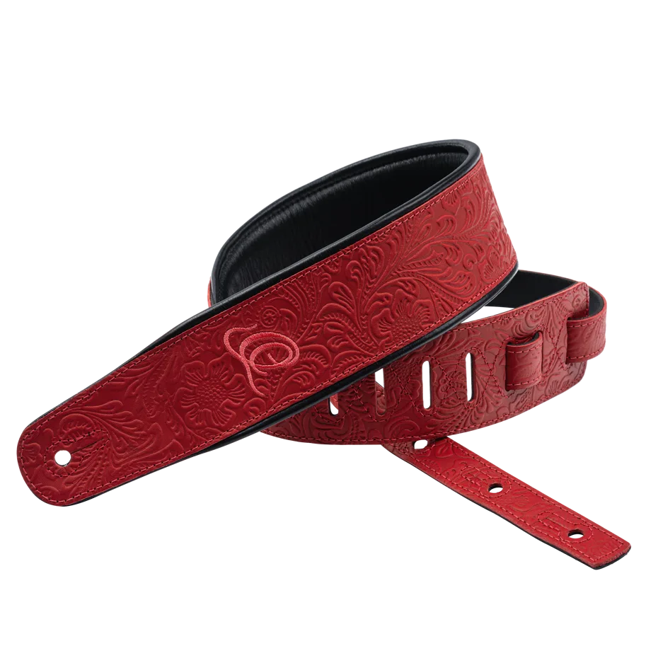 Guitar Genuine Leather Strap - Byzantine Fire
