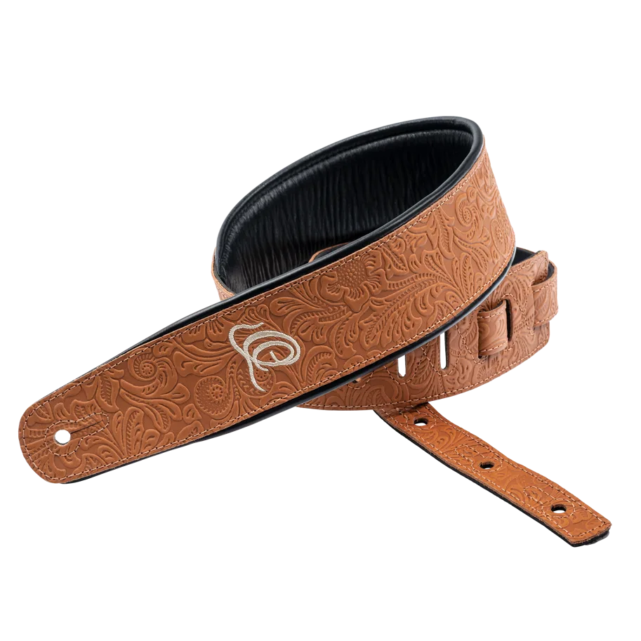 Guitar Genuine Leather Strap - Byzantine Bourbon