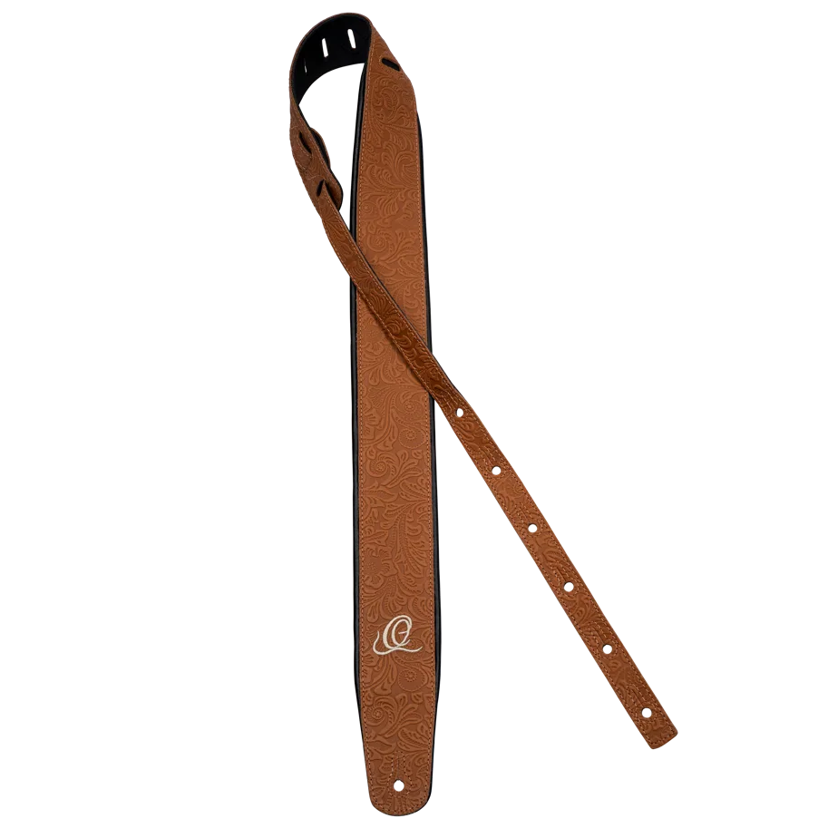 Guitar Genuine Leather Strap - Byzantine Bourbon