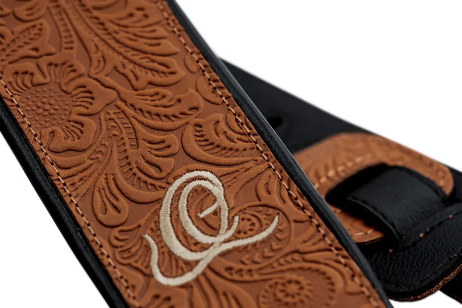 Guitar Genuine Leather Strap - Byzantine Bourbon