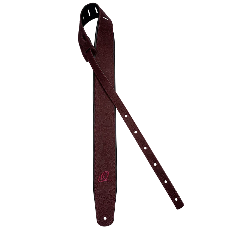 Guitar Genuine Leather Strap - Byzantine Bordeaux