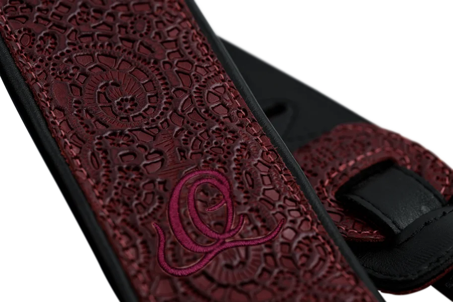 Guitar Genuine Leather Strap - Byzantine Bordeaux