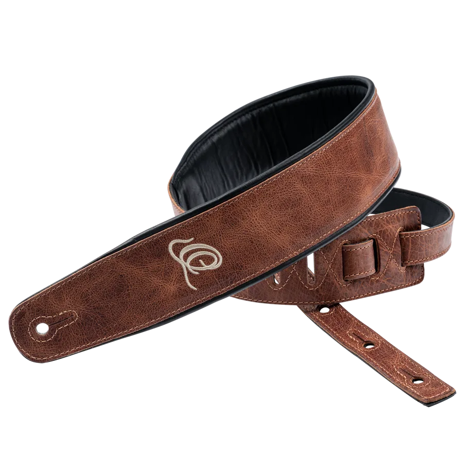 Guitar Genuine Leather Strap - Vintage Caramel