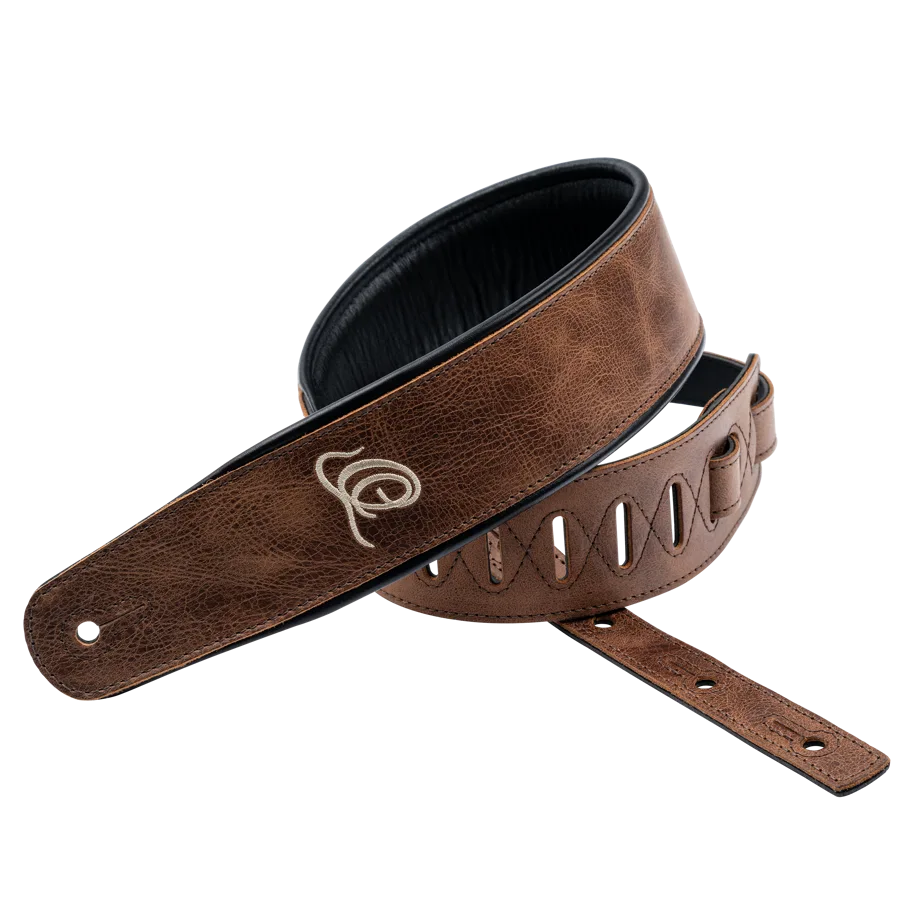 Guitar Genuine Leather Strap - Vintage Cognac