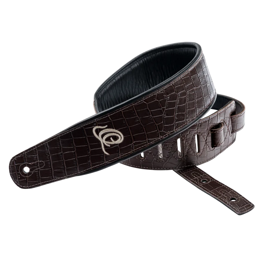 Guitar Genuine Leather Strap - Dark Brown Lizzy