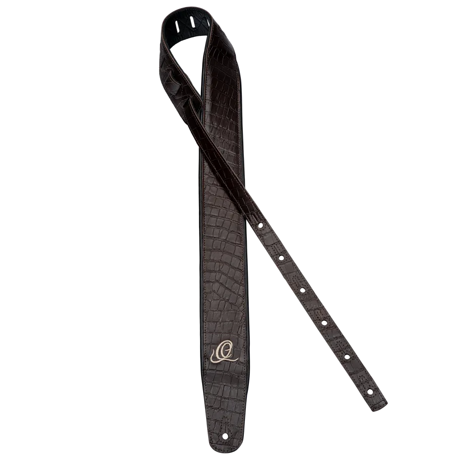 Guitar Genuine Leather Strap - Dark Brown Lizzy