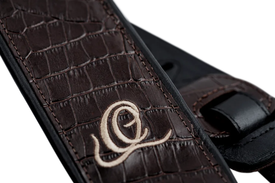 Guitar Genuine Leather Strap - Dark Brown Lizzy