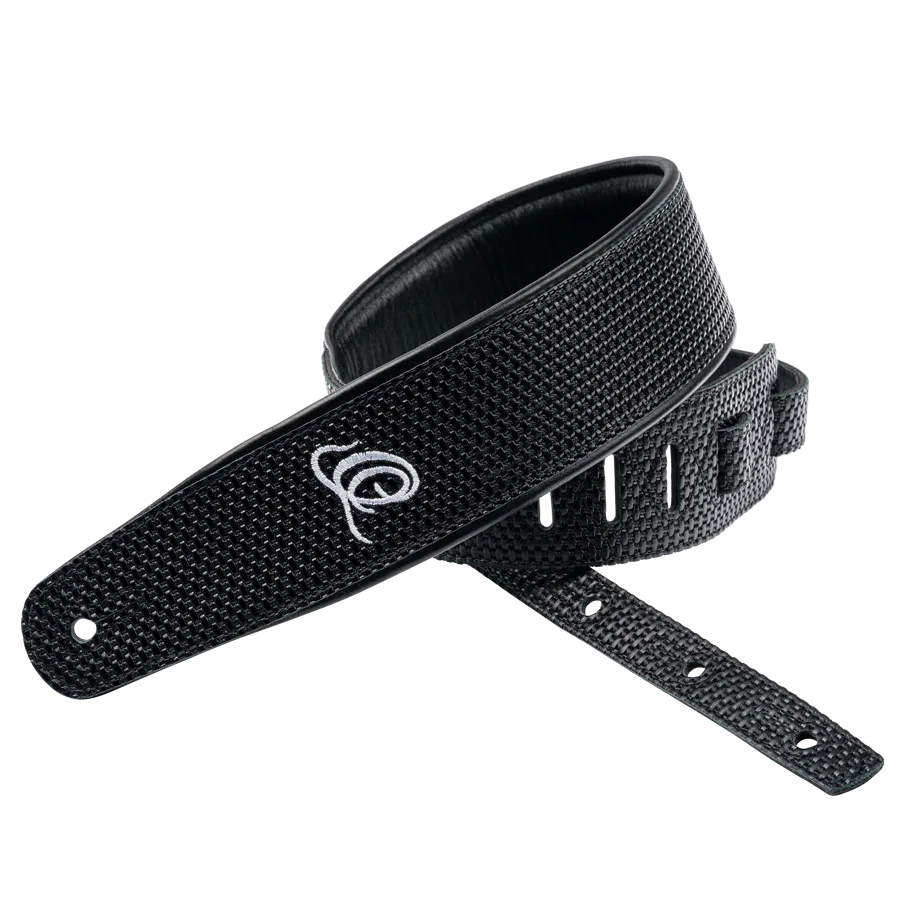 Guitar Genuine Leather Strap - Black Braid