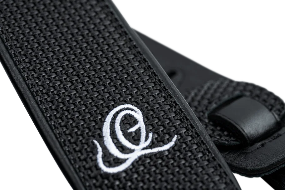 Guitar Genuine Leather Strap - Black Braid