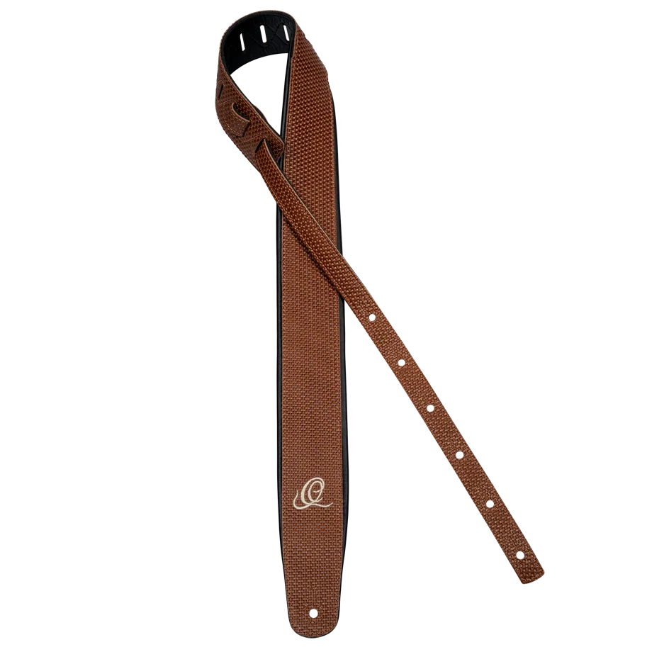 Guitar Genuine Leather Strap - Tan Braid