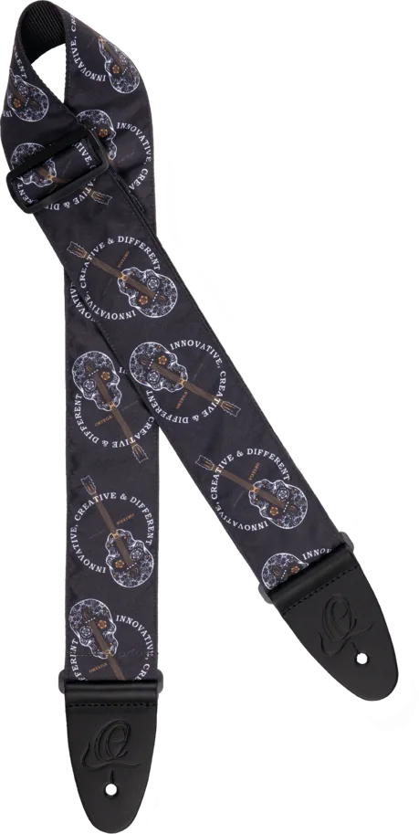 Guitar Nylon Strap Extra Wide "Skulls" - Black