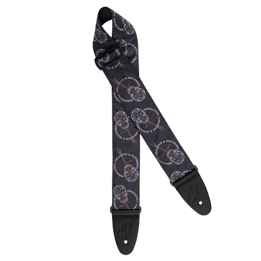 Guitar Nylon Strap Extra Wide "Skulls" - Black