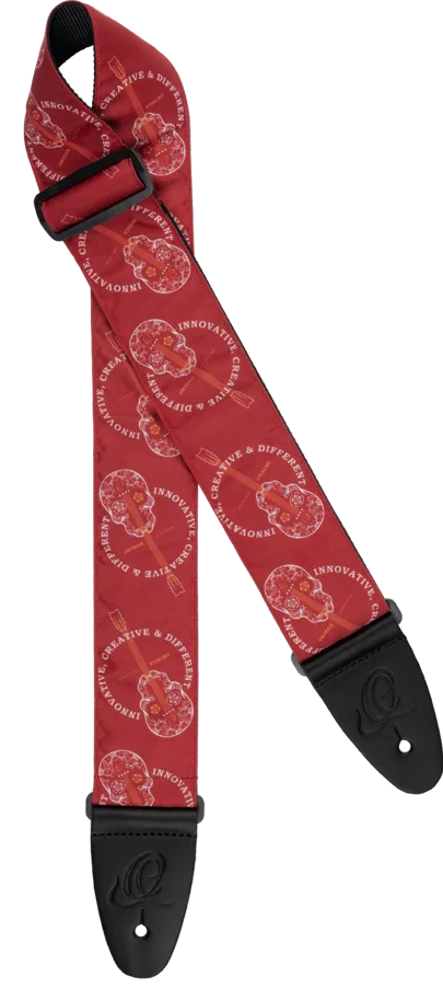 Guitar Nylon Strap Extra Wide "Skulls" - Burgundy