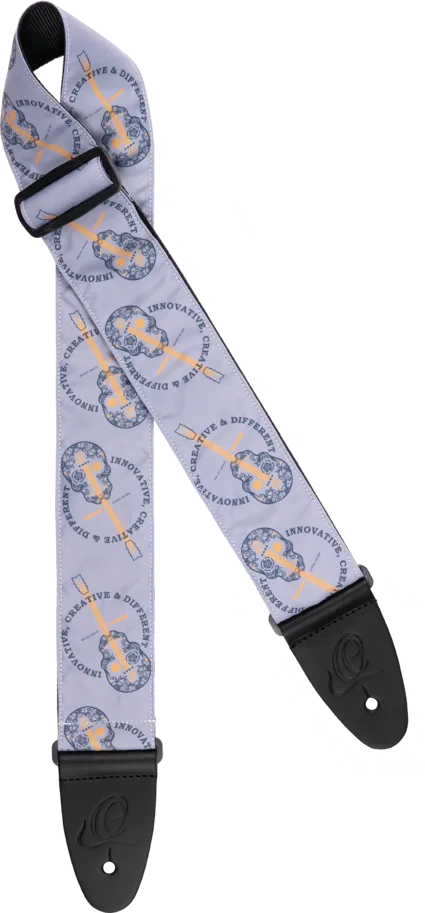 Guitar Nylon Strap Extra Wide "Skulls" - Charcoal