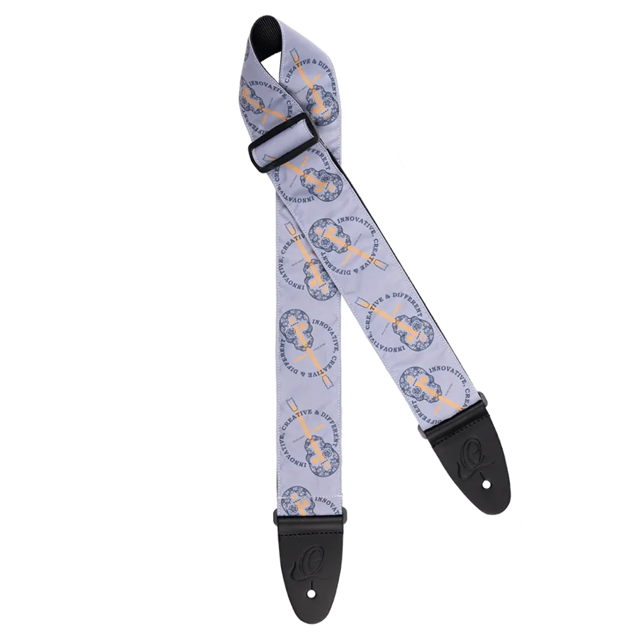 Guitar Nylon Strap Extra Wide "Skulls" - Charcoal