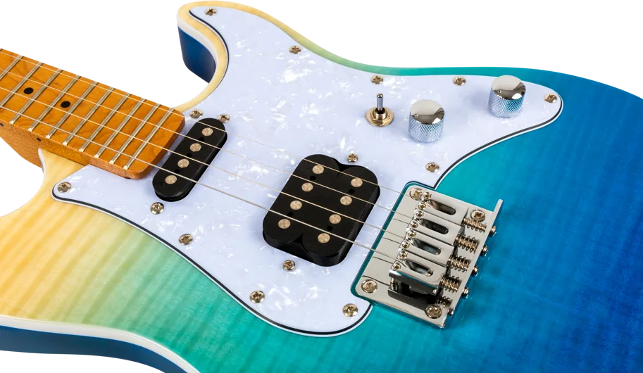 Flight Electric Ukulele - ST Shape - Transp. Blue