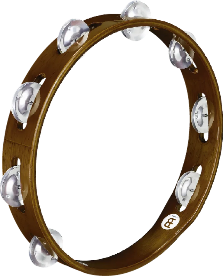 Traditional Tambourine 1 Row - Aluminum - Brown