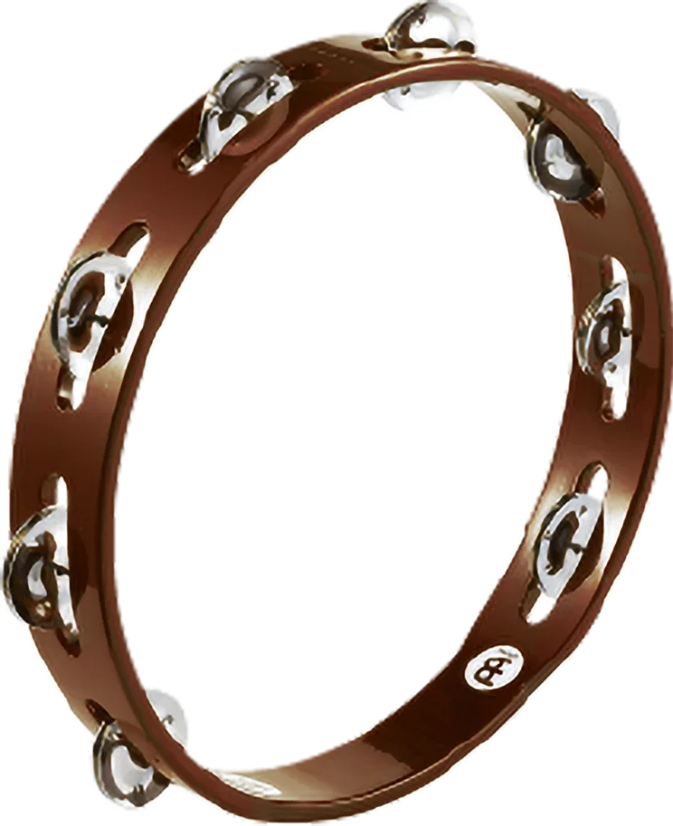Traditional Tambourine 1 Row - Steel - Brown