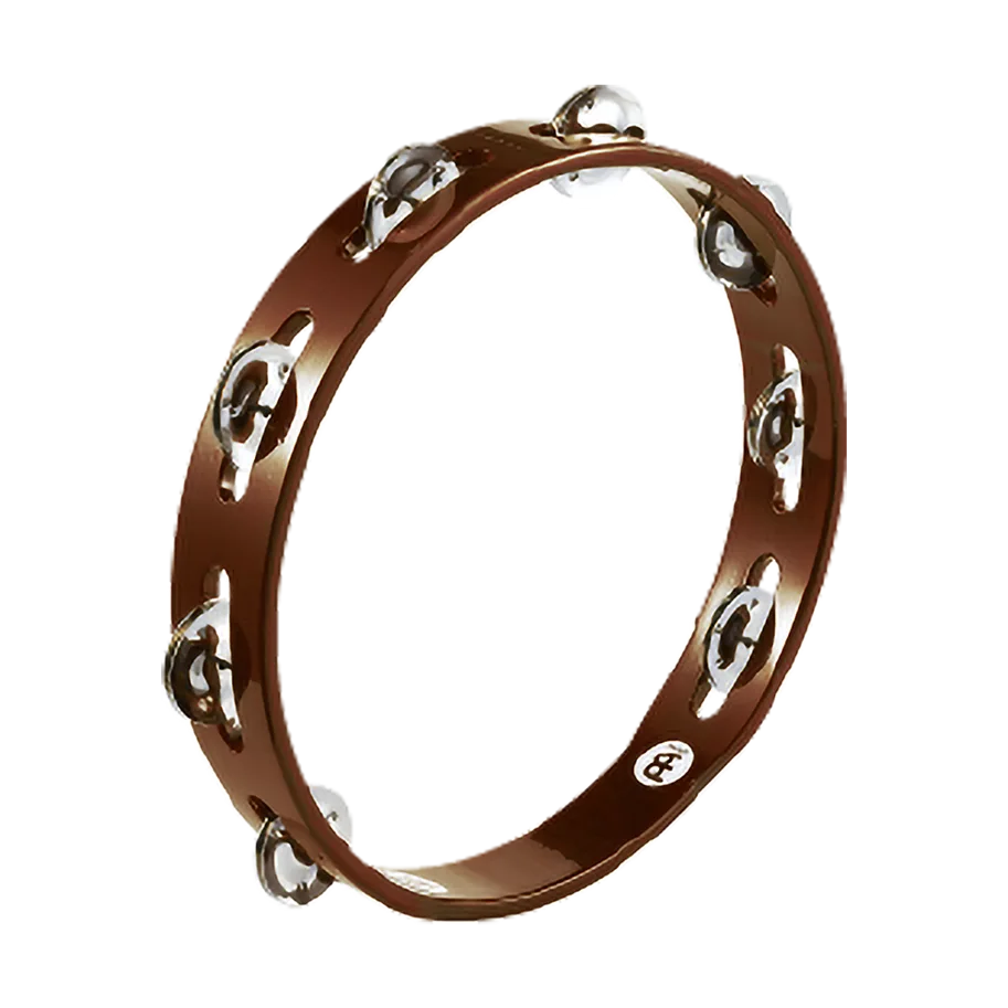 Traditional Tambourine 1 Row - Steel - Brown