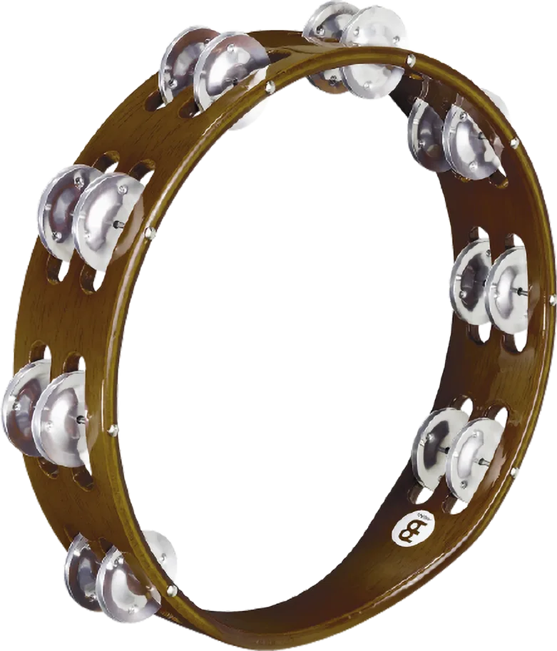Traditional Tambourine 2 Rows - Aluminum - Brown