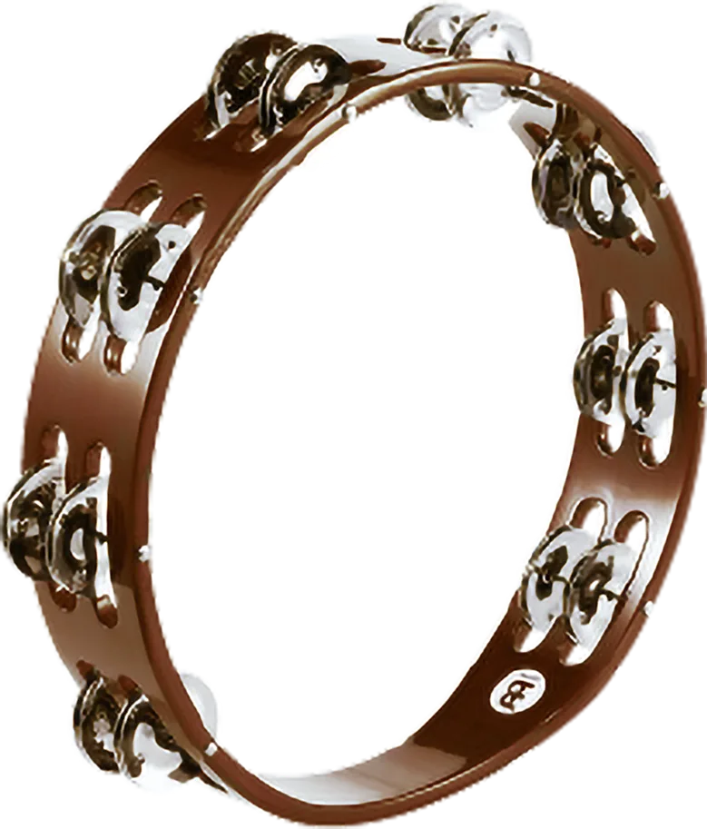 Traditional Tambourine 2 Rows - Steel - Brown