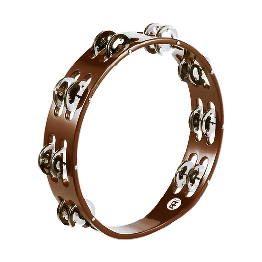 Traditional Tambourine 2 Rows - Steel - Brown