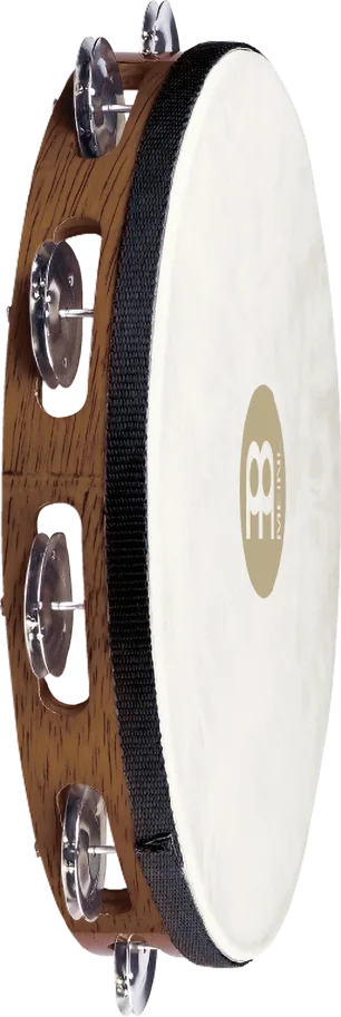 Goatskin Tambourine 1 Row - Steel - Brown