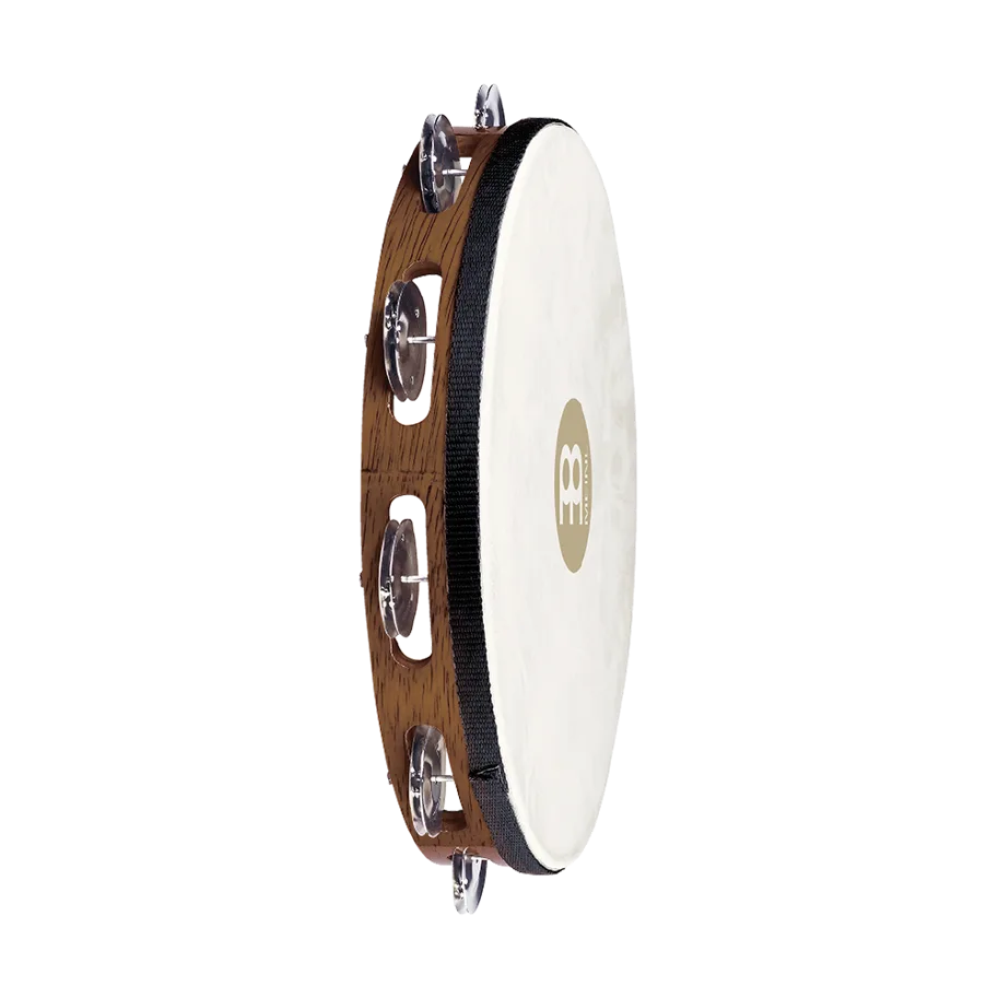 Goatskin Tambourine 1 Row - Steel - Brown