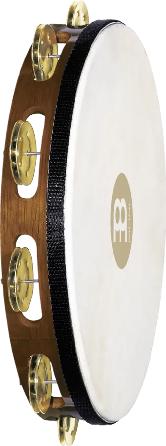 Goatskin Tambourine 1 Row - Brass - Brown