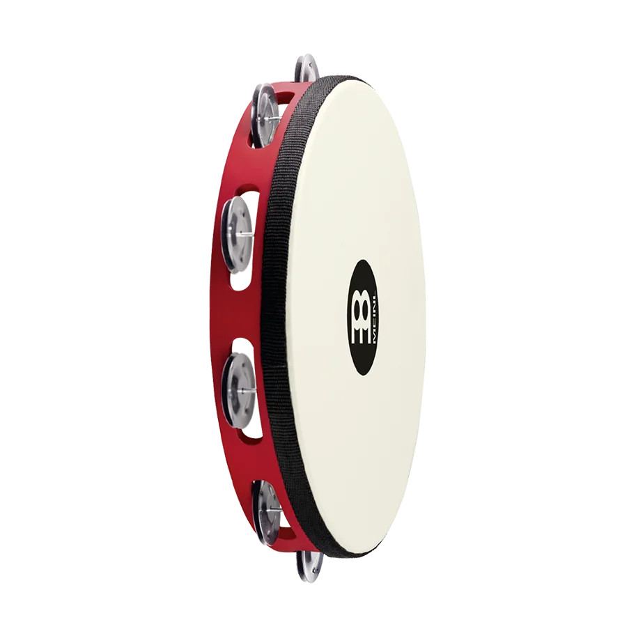 Synthetic Head Tambourine 1 Row - Black Steel