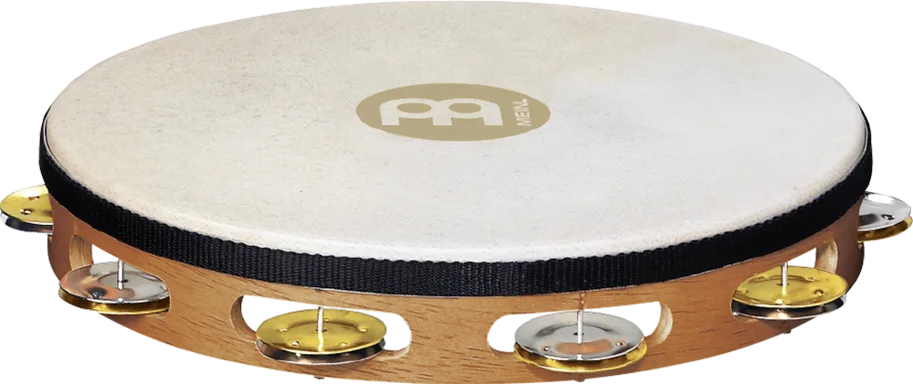 Goatskin Tambourine 1 Row - Dual Alloy