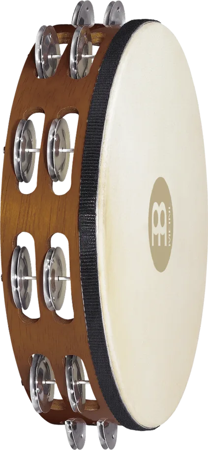 Goatskin Tambourine 2 Rows - Aluminum  -  Brown