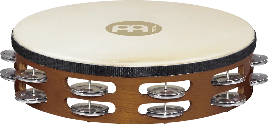 Goatskin Tambourine 2 Rows - Aluminum  -  Brown